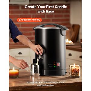 Fondeur de cire à chauffage rapide et uniforme de 10,6 Qts pour la fabrication de bougies, avec bec verseur facile et base en forme de sablier, contrôle de la température - Product Image 2