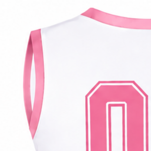 Haut d'uniforme de cheerleading rose sans manches, col en V, pour compétition de danse d'équipe, entraînement athlétique, tenue de sport - Product Image 5
