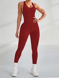 Premium Seamless Cross-Back Activewear <b>Jumpsuit</b> | Breathable Slim-Fit <b>Workout</b> Bodysuit | Women's Tight Performance Sport Suit - Product Image 1