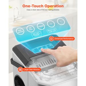 Macchina per il ghiaccio a 9 cubetti, pronta in 6 minuti, 26 libbre in 24 ore, autopulente, portatile, con paletta e cestello - Product Image 4