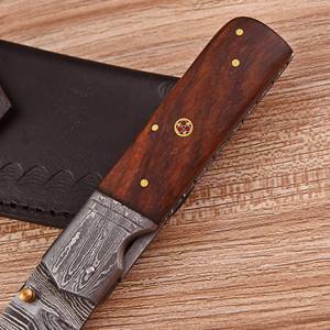 Handmade Damascus Steel OEM Multi-functional <b>EDC</b> Folding <b>Knife</b> Liner Lock <b>Pocket</b> <b>Knife</b> Rosewood Handle Industrial Grade Outdoor - Product Image 2