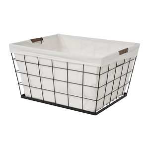 Panier à linge rectangulaire de style américain 60L, design durable et flexible, avec doublure amovible en polyester et structure en fil d'acier pour le rangement - Product Image 4