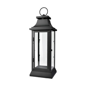Farol Decorativo de Estilo Antiguo Negro Recto con Paneles de Vidrio, Duradero y Resistente al Calor, Decoración para el Hogar - Product Image 2