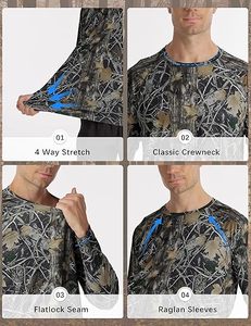 เสื้อเชิ้ตป้องกันแสงแดด UPF 50+ คุณภาพสูงสำหรับผู้ชาย แขนยาว เหมาะสำหรับเล่นกีฬาและล่าสัตว์ - Product Image 3