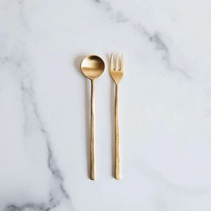Juego de Cubiertos Minimalistas en Oro Mate, Cuchara y Tenedor de Metal, Regalo de Boda, Aptos para Lavavajillas - Product Image 2