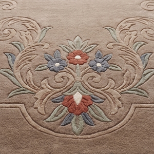 Tapis moderne à motifs floraux tufté à la main, beige, taupe, bleu, terre cuite, en laine, antidérapant, à poils moyens, tapis d'appoint Azka Arts - Product Image 5