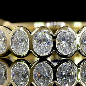 แหวนเพชรทรงรีเพาะเลี้ยงในห้องปฏิบัติการ ประดับขอบแบบ Eternity Band น่ารัก วัสดุทอง 10K 14K 18K เงิน 925 935 ของขวัญสำหรับงานหมั้น - Product Image 2
