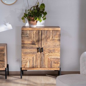 Mueble de almacenamiento Vandana Autumn Contour de madera de acacia en estilo étnico con patas de metal Geonidum - Product Image 4