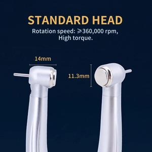 Pièce à main dentaire haute vitesse à bouton-poussoir, triple jet d'eau, éclairage, roulements en céramique, embouts dentaires, turbine à air ergonomique manuelle - Product Image 3