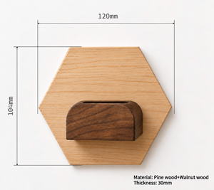 Vase mural modulaire hexagonal auto-adhésif en bois de pin et noyer, écologique, minimaliste, organiseur d'entrée, décoration intérieure, coffret cadeau - Product Image 2