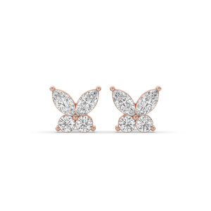 Boucles d'oreilles en diamant de laboratoire taille marquise et ronde, poids total 1,24 carat, or 10 carats, style léger et unique, fourniture de bijoux en gros B2B - Product Image 1