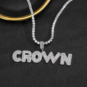 Collier personnalisé Bling Bling avec lettre, pendentif personnalisé en moissanite, micro-pavé de moissanite, bijoux personnalisés - Product Image 2