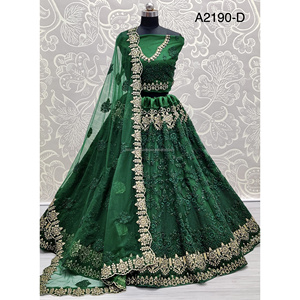 Indian Bridal Wear Velvet Collections for Bride Zarkhan Work by Fabzone FZBELLA - Product Image 6