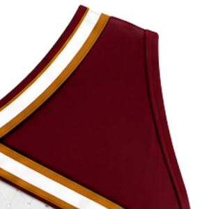 Haut court de cheerleading sans manches pour femme, col en V, couleur bordeaux et or blanc, pour performance athlétique, uniforme d'équipe de cheerleading, compétition - Product Image 3