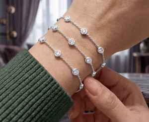 Classic 10K <b>Solid</b> <b>Gold</b> Tennis Diamond Bracelet Round Brilliant Cut Claw Setting Chain Link Unisex Wedding Gift & Party Jewelry - Product Image 2