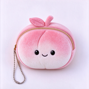 ตุ๊กตาพีชแบบกำหนดเอง, กระเป๋าใส่เหรียญตุ๊กตาพีช, กระเป๋าใส่ของรูปผลไม้ตุ๊กตา, พวงกุญแจตุ๊กตา, ตุ๊กตาผลไม้สีชมพู, กระเป๋าสตางค์รูปพีช - Product Image 6