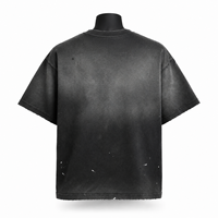 Kaos Pria Oversize Hitam Dicuci Bahan Katun Lengan Pendek O-Neck Kasual Polos Jersey
