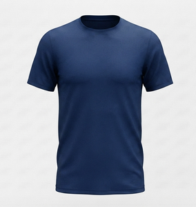 T-shirt à manches courtes pour homme, bleu marine, col rond, coupe classique, 100% polyester, couleur unie, évacuation de l'humidité, toutes saisons - Product Image 1