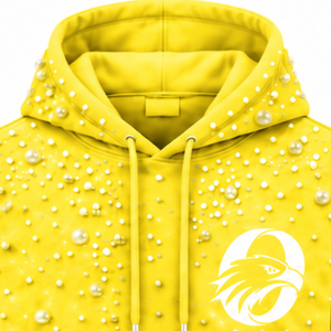 <b>Yellow</b> Pearl Beaded Pullover <b>Hoodie</b> Unisex Heavyweight Casual Streetwear Sweatshirt with Kangaroo Pocket Custom Fashion - Product Image 3