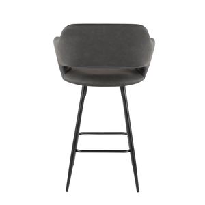 Set di 2 Sgabelli da Bancone Contemporanei Margarite in Metallo Nero e Ecopelle Grigia con Poggiapiedi - Product Image 5