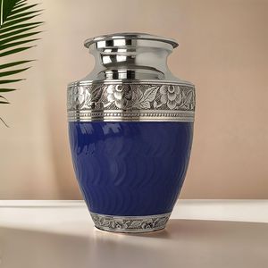Urne funéraire en aluminium aux lignes épurées pour cendres humaines taille adulte - Urne de crémation en métal aux bords nettes - Vase commémoratif au design épuré pour funérailles - Product Image 1