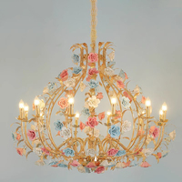 MEEROSEE Rose Lustre Or Rose Pendentifs Lumière Rose Fleur Maison Lampe Pour Salon MD98058