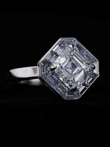 Round Brilliant Cut Diamond Solitaire Engagement <b>Ring</b> Hidden Pavé Halo Gold Tone <b>Fine</b> <b>Ring</b> for Wedding GiftPlatinum Round Brilli - Product Image 2