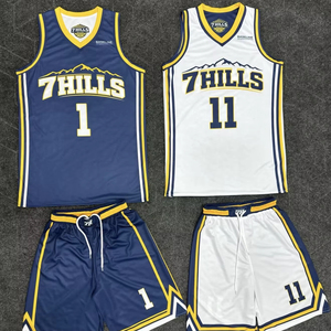 Quick-drying Custom Logo Basketball Jerseys with <b>Shorts</b> Soft Breathable Anti-Bacterial 100% <b>Polyester</b> Uniforms - Product Image 1