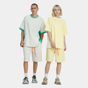 Nouveau T-shirt de sport tendance à imprimé dégradé color block, séchage rapide, en soie glacée, unisexe, coupe ample, respirant, pour le fitness en extérieur - Product Image 1