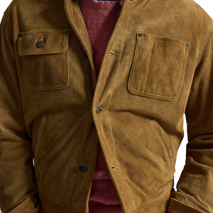Top Trending Premium <b>Suede</b> <b>Jacket</b> Men Minimal Heritage Blouson OEM Custom Quiet Luxury Winter Fashion Outerwear Reinforced - Product Image 6