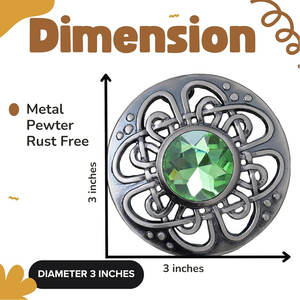 Elegante Broche Escocés con Diseño de Cuadros y Nudo Celta con Piedra Preciosa de 3 Pulgadas de Diámetro - Ideal para Kilts Escoceses y Ropa Formal - Product Image 4