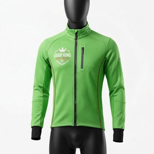 Veste de cyclisme d'hiver coupe-vent en toile sur mesure grande taille, style sportif, avec col montant et logo frontal, coupe régulière, style ajusté - Product Image 5
