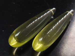 Perles en verre en forme de goutte allongées et lisses en quartz jaune citron faites à la main, paire assortie de qualité supérieure, 35 mm, fournitures pour bijoux et boucles d'oreilles - Product Image 3