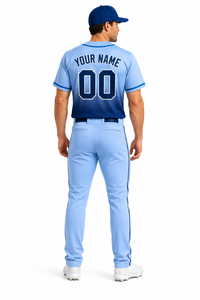 Conjunto de Uniforme de Béisbol Sublimado Personalizado, Jersey y Pantalones Degradados en Azul Claro para Hombre, Ropa Deportiva Transpirable de Poliéster, Servicio OEM - Product Image 4