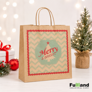 Sac en papier avec poignée, imprimé sur mesure, sac de shopping de Noël, recyclable, échantillon OEM disponible - Product Image 1