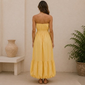 Vestido Maxi sin Tirantes con Dobladillo en Capas, Estilo Boho, Vestido Casual de Verano, Corte en A, Holgado, Tejido Transpirable - Product Image 4