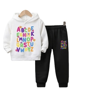 Ensemble de tenues d'hiver décontractées Sweat à capuche imprimé alphabet et pantalons longs en tricot de polyester polaire Coupe ample à manches longues Nouveau modèle - Product Image 6