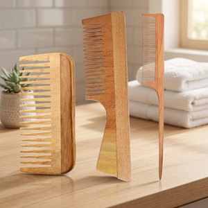 Natural Wooden Hair Comb Set Expertly Handmade with Wide Teeth Structure for Gentle Detangling Reduced Hair Natural <b>Craft</b> - Product Image 4