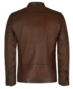 Casual Fashion High Quality Plus Size Unisex Solid <b>Brown</b> <b>Leather</b> <b>Jackets</b> with Zipper Winter Front Logo All Sizes - Product Image 2