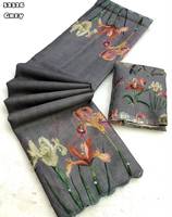 Tissu kota chex doux avec imprimé floral numérique, broderie miroir en feuille d'aluminium et bordure ajourée festonnée