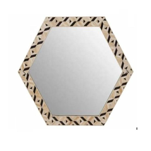 Marco de Espejo de Pared con Incrustaciones de Hueso Metálico Hecho a Mano, Forma Hexagonal, Regalo de Boda o Decoración para el Hogar, para Sala de Estar y Dormitorio - Product Image 5