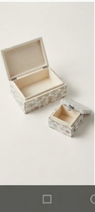 Rectangular <b>Storage</b> <b>Box</b> set With <b>Lid</b> Minimalist Design <b>Storage</b> For Jewelry Hinged Cover Marble Effect Resin Patterned Exterio - Product Image 3