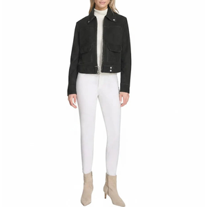 Chaqueta Corta de Motociclista para Mujer Leathertex, Color Negro Jet, Talla XS, Temporada Otoño, Piel de Oveja y Gamuza - Product Image 5