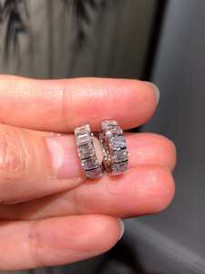 Wholesale <b>Emerald</b> Cut Diamond Huggie Hoop <b>Earrings</b> 925 Sterling Silver Surprise Jewelry for Women's Gift For Wedding Party - Product Image 4
