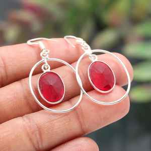 Boucles d'oreilles en rubellite rose, argent sterling 925, pierres précieuses naturelles, bijoux faits à la main pour femmes, vente en gros - Product Image 5