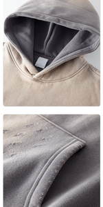 Nouveau modèle 2026, très demandé, sweat à capuche uni pour homme, effet délavé à l'acide - 100% Coton, respirant, infroissable, séchage rapide, à enfiler - Product Image 4