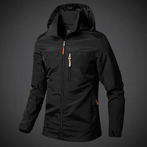 New Men's Outdoor Waterproof Windbreaker <b>Jacket</b> Covered Button Closure Breathable Comfortable Patchwork Design <b>Fleece</b> <b>Lining</b> for - Product Image 3