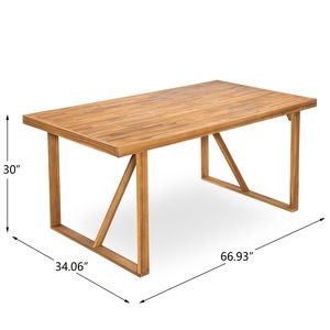 Set da Pranzo Moderno da Esterno in Legno di Acacia, 7 Pezzi: 6 Sedie e 1 Tavolo Grande per Giardino, Prato o Terrazza - Product Image 2