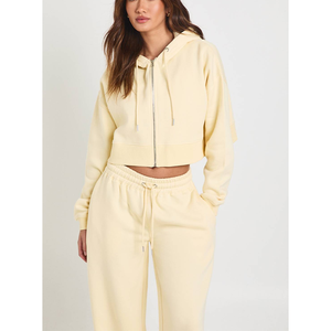 Conjuntos Deportivos de Alta Calidad para Gimnasio, Ropa Deportiva para Entrenamiento, Sudadera con Cierre y Pantalones Deportivos de Pierna Recta de Algodón, Ropa Deportiva para Mujer - Product Image 5