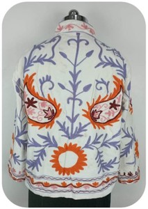 Veste en velours et coton brodée Suzani bohème, col mandarin, manches longues, motif floral, vêtement d'extérieur décontracté pour l'hiver, pour femmes, chauffante - Product Image 4